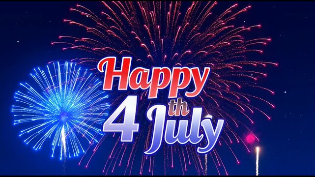 Happy 4th of July Celebration with Colorful Fireworks Display