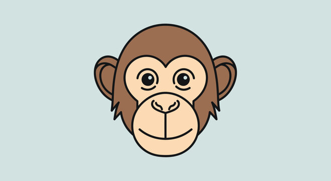 A cute, stylized cartoon monkey face with large ears and expressive eyes