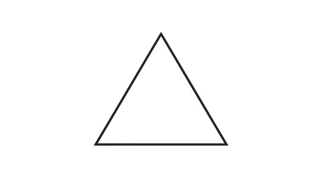 A simple, bold black triangle is centered on a plain white background