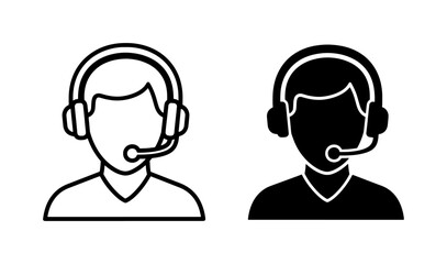 Fototapeta premium Customer Support Agent Icon Set with Headset