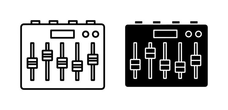 Audio Mixer Console Line and Glyph Icon Set