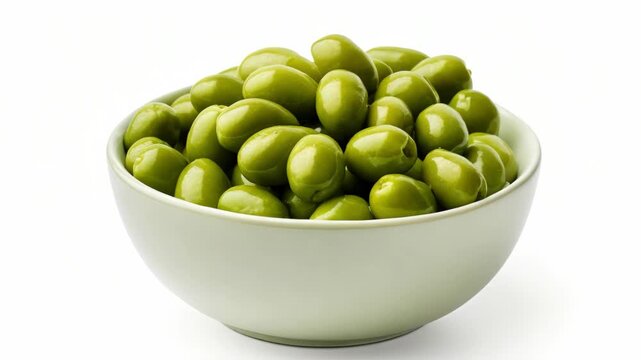 A white bowl filled with green beans.