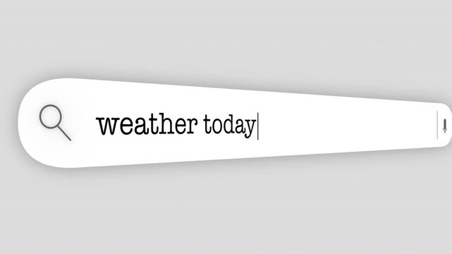 Search Bar Internet browser Animation with typing of the "weather today" word usefull for 4K video footage