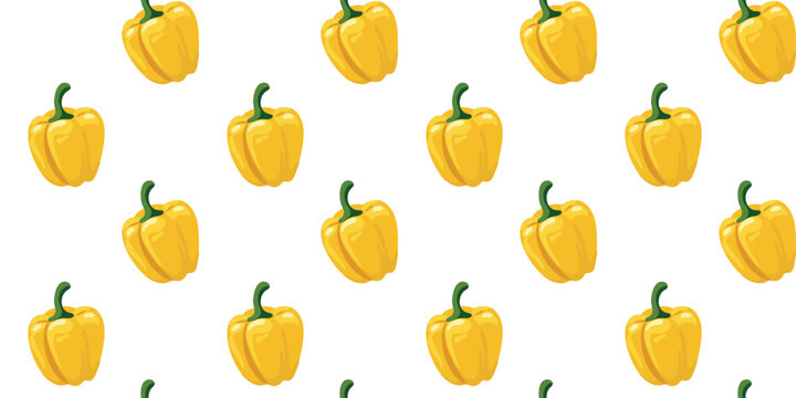 vegetable seamless pattern with yellow bell pepper minimal white backdrop