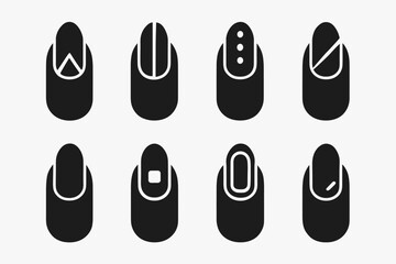 Fototapeta premium Geometric Nail Art Icons. Geometric Nail Art. Filled icon set of Geometric Nail Art: triangle design, line