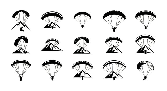 Paragliding Mountain Adventure Sport Icons