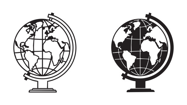 Two Black and White Earth Globes Side by Side