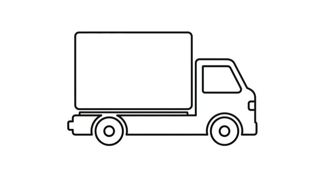 Line art depiction of a simple box truck with two wheels on each side