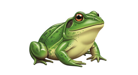 Fototapeta premium Green Frog Sitting on White Background 1.