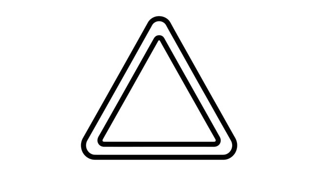 A simple, bold black outline of an isosceles triangle on a white background