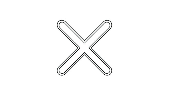 A simple outlined 'X' with rounded ends on a white background