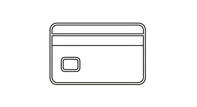A minimalist black and white outline of a plastic card with rounded corners
