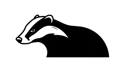 Naklejka premium Black and White Badger Head Illustration.