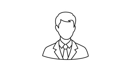 Fototapeta premium Simple outline drawing of a person wearing a suit and tie