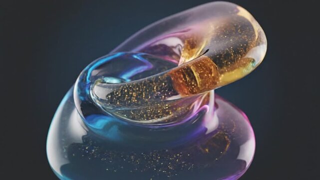 Mesmerizing generative AI fluid form with glittering elements, representing advanced data processing, machine learning, and digital innovation. Ideal for future technology, science, and abstract...