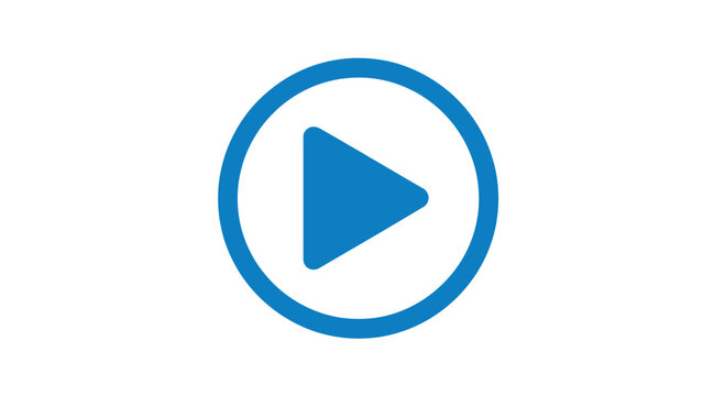 A simple blue play button icon enclosed in a circle on a white background