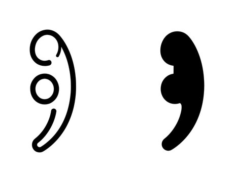 Abstract Bass Clef Music Symbol Outline and Solid Silhouette
