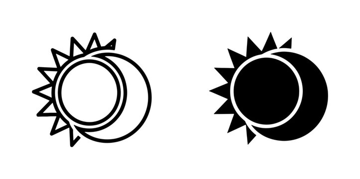 Solar Eclipse Icon Set with Sun and Moon Symbols