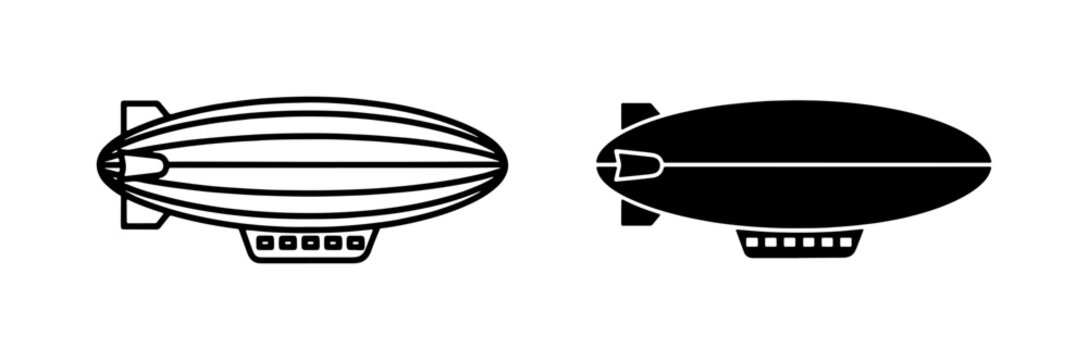 Airship Icons, Blimp Vector Graphics, Zeppelin Outline and Silhouette for Transportation and Retro Themes
