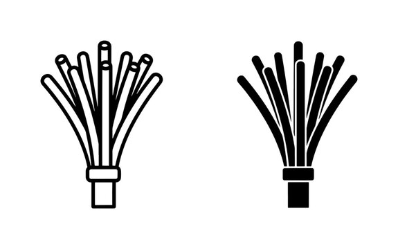 Bundle of Thin Rods, Vertical Sticks, and Plant Stems Vector Icons. Simple Line Art and Silhouette Graphics for Design Projects.