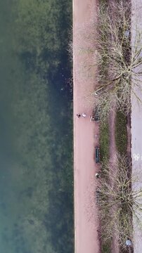 Aerial view of Dronning Louises Bridge and The Lakes in Copenhagen, Denmark