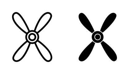 Propeller Icons, Four Blade Rotor Vector Set, Aircraft Engine Fan Symbol, Airscrew Graphic Elements © Hossen