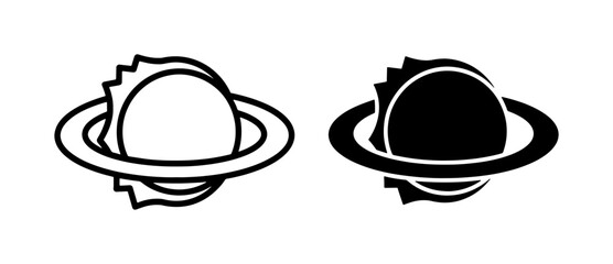 Planet Saturn Icons, Cosmic Celestial Body Vector Graphics, Space Exploration Symbols, Astronomical Illustration Set © Hossen