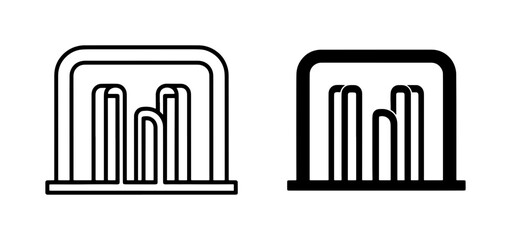 Obraz premium Modern Building Icon Set, Minimalist Architecture Symbols, Geometric Cityscape Graphics, Clean Line Art Structures, Urban Design Elements