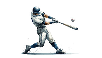 Obraz premium A baseball player swinging a bat with intense motion and focus