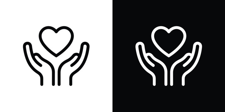 Hands holding heart icon, care and love support concept