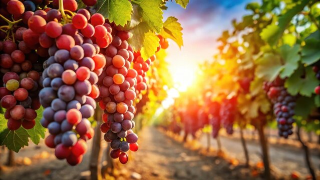 A realistic photo of Traditional grape harvest with red grenache varieties in vineyard