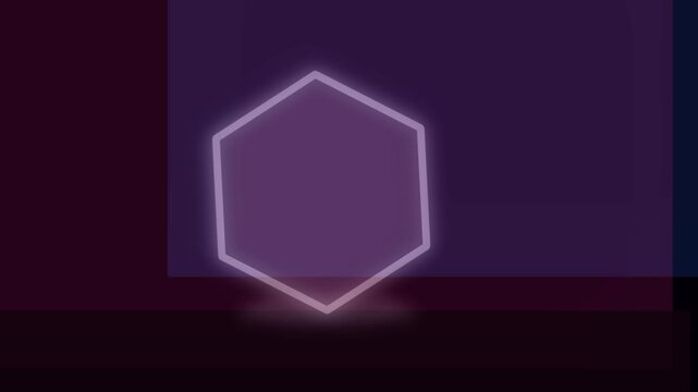 Glowing purple 3d geometric cube rotating animation shape