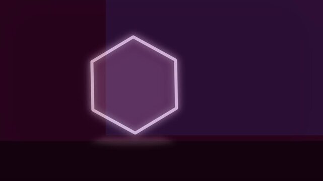 Glowing purple neon cube pulsing light animation loop