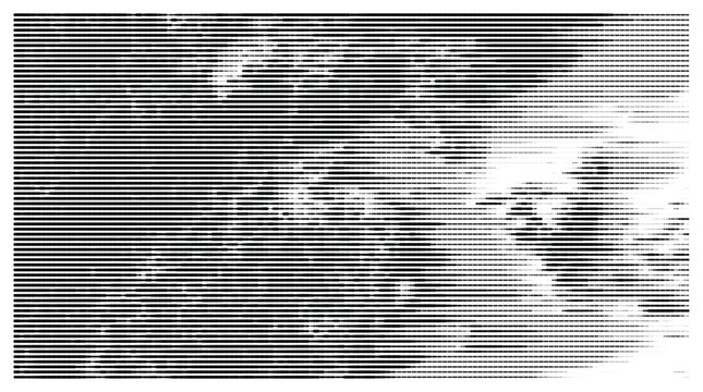Abstract black and white horizontal halftone scanline pattern vector illustration.