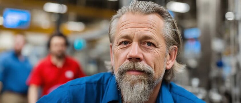 A Manufacturing Luminary: A seasoned professional, with years of industrial expertise, radiates a confident presence within the bustling factory. Capturing experience, skill, and authority.