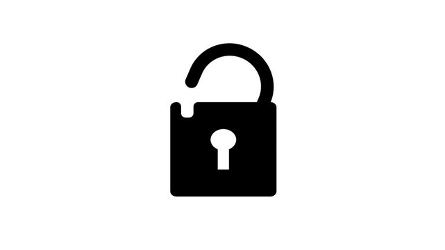 black unlocked padlock icon concept of security or freedom.
