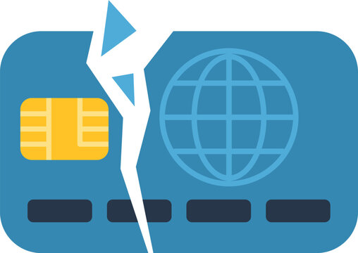 Illustration of a cracked credit card representing payment failure or financial loss