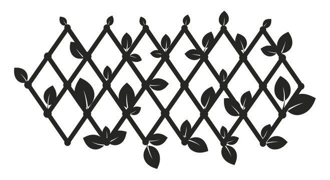 Black diamond pattern trellis with green leaves