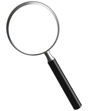 3D magnifier glass frame, transparent background