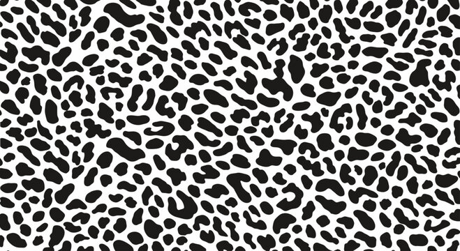 Seamless black leopard print pattern on white background
