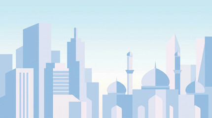 Obraz premium Modern Cityscape with Islamic Architectural Elements.