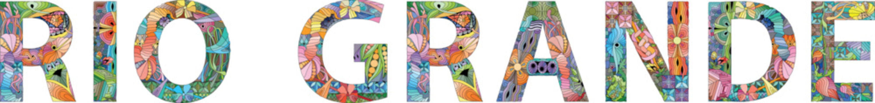 Rio Grande words. Hand drawn lettering. Vector text.