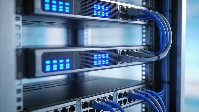 Network server equipment with cables