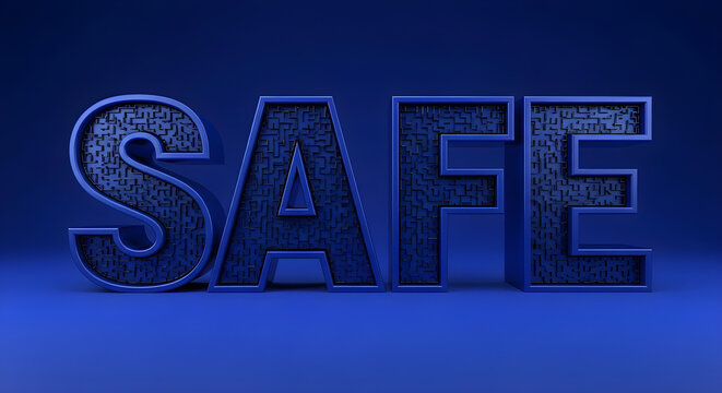 A blue globe shaped safe sign