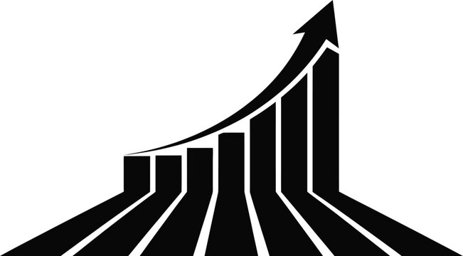 Ascending bar graph illustration depicting growth and positive trend with a sleek design