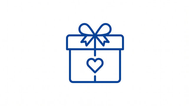 Minimalist gift box icon with heart