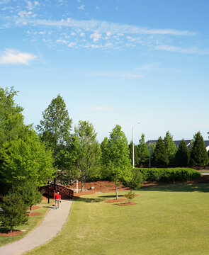 A walking trail in the Wendell Falls housing development in Wendell, North Carolina, near Raleigh