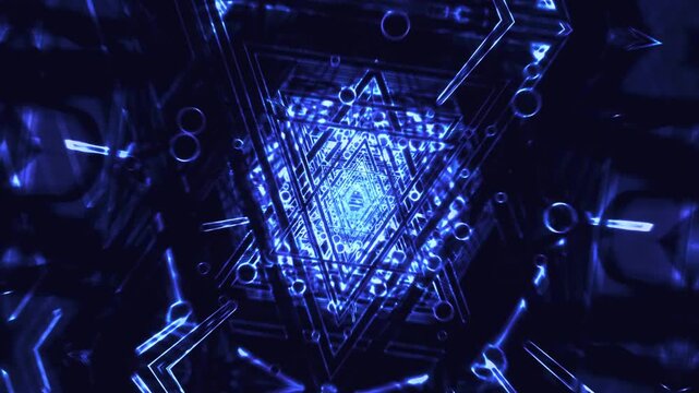 Blue Energy Core Tunnel Reactor Futuristic Cyber VJ Loop 4K Seamless