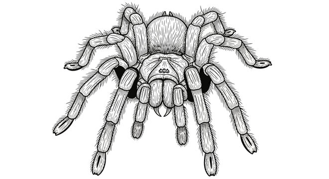 Detailed illustration of a tarantula spider isolated on white background