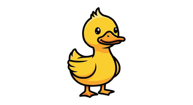 Cartoon duckling illustration with yellow feathers and a friendly expression
